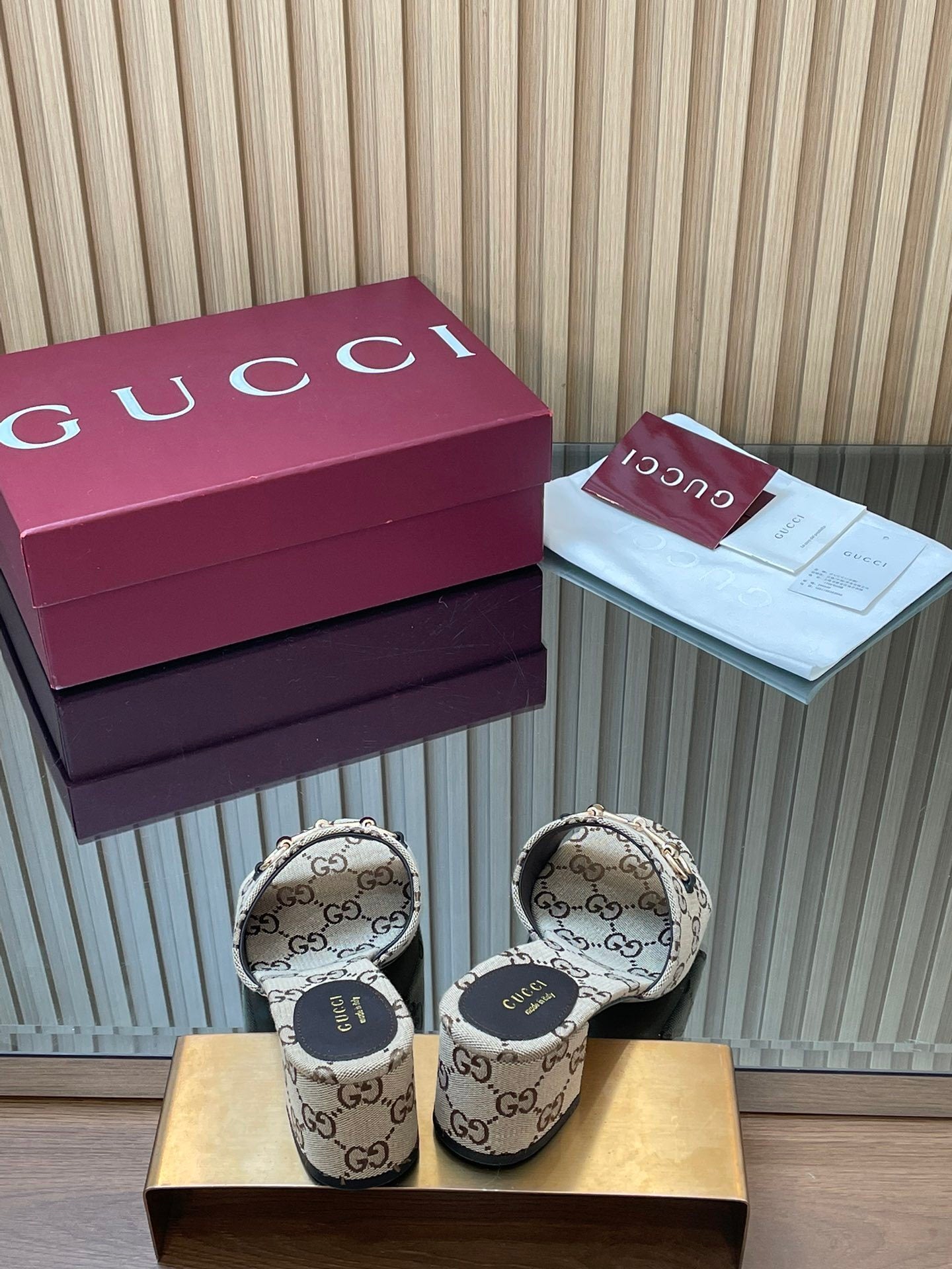 MONOGRAM CANVAS HORSEBIT LOW HEEL MULES