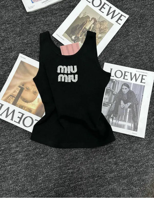 RIBBED LOGO KNIT TANK TOP
