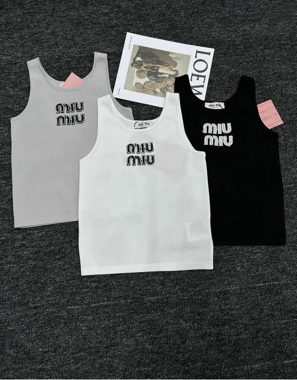 RIBBED LOGO KNIT TANK TOP