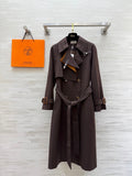 BELTED LONG TRENCH COAT WITH ASYMMETRIC FRONT DETAIL