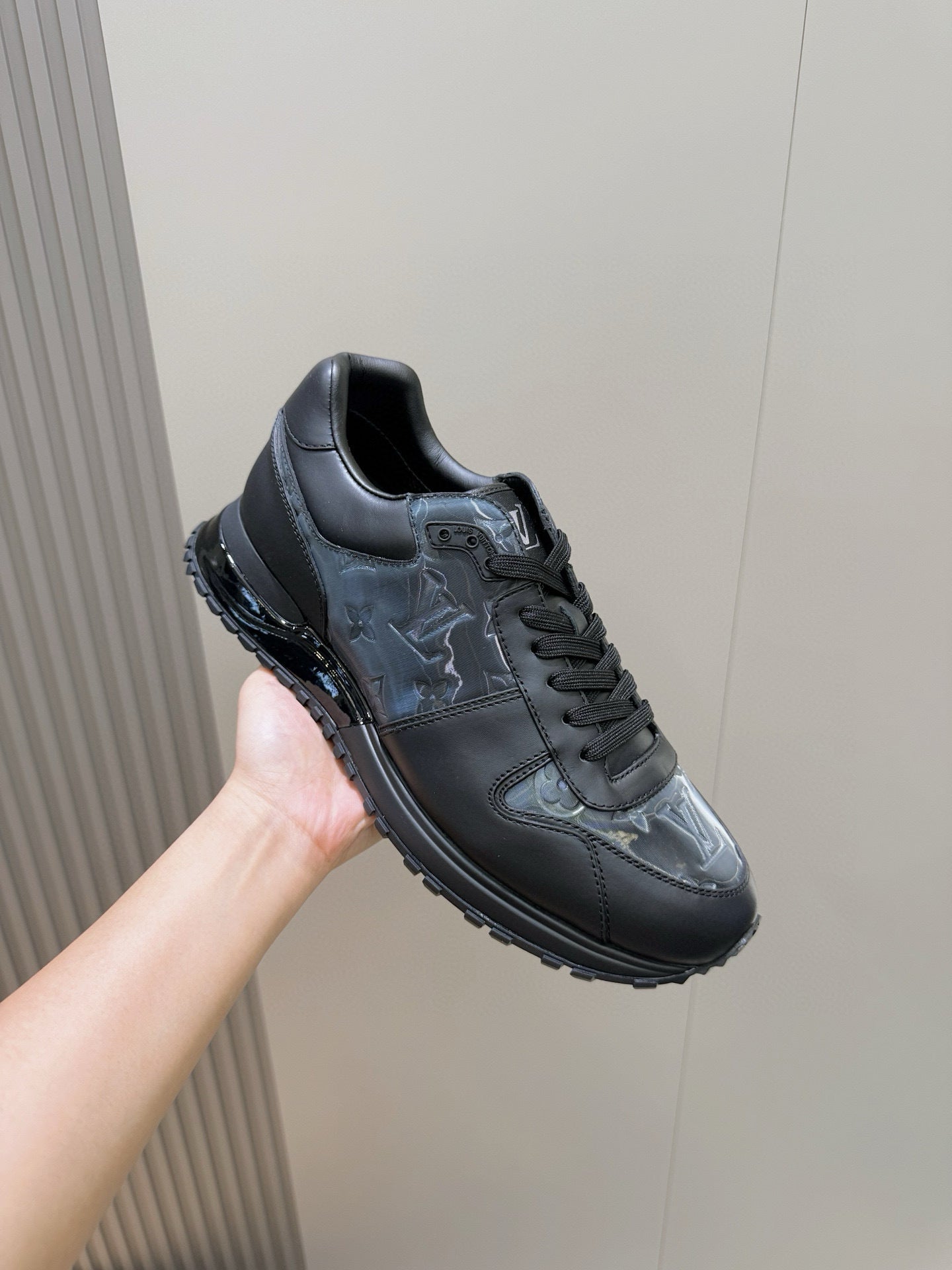 BLACK MONOGRAM PANEL SNEAKERS