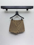 BROWN MONOGRAM PRINT SHORTS