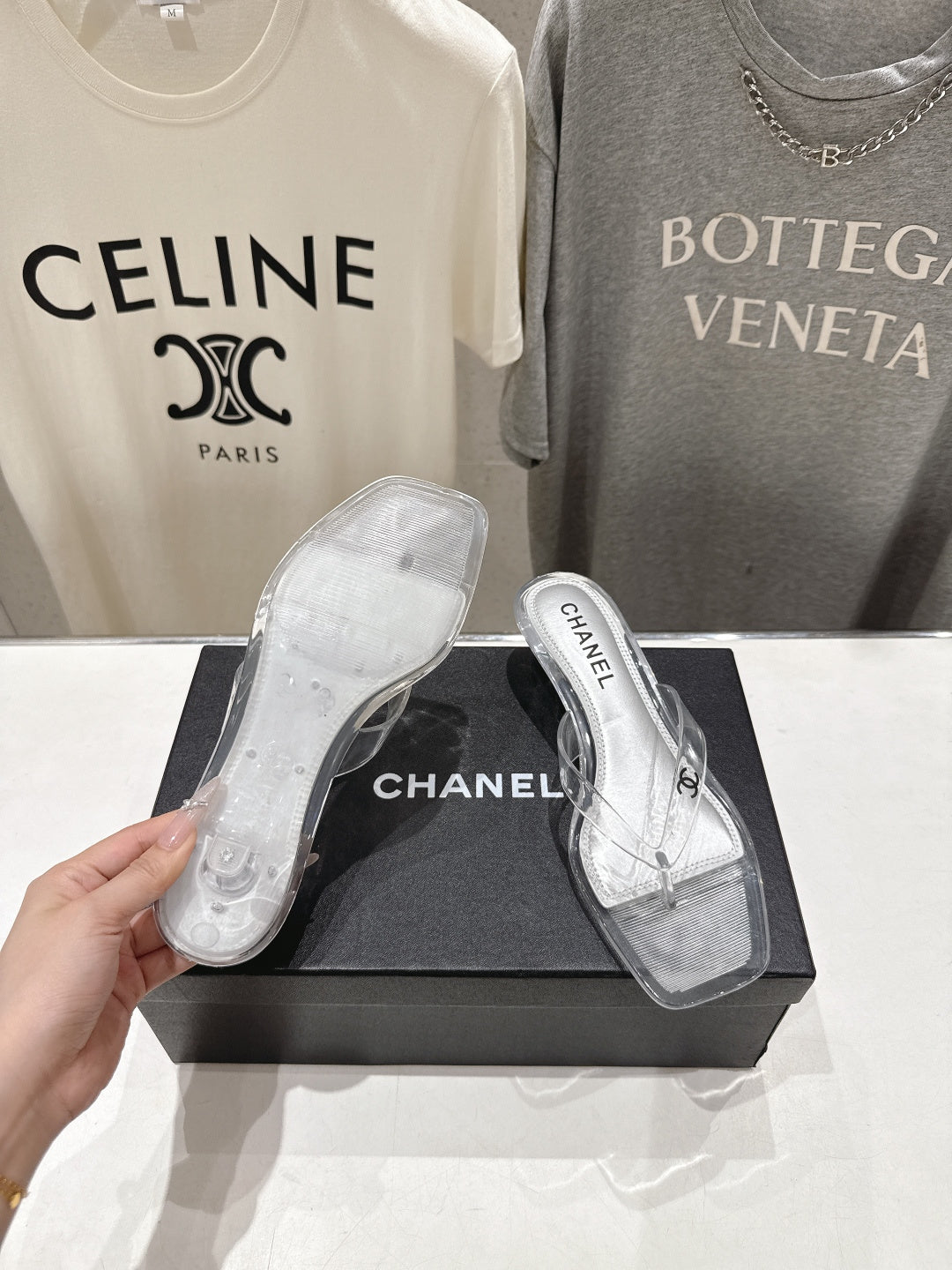 CLEAR MINIMALIST HEEL SANDALS