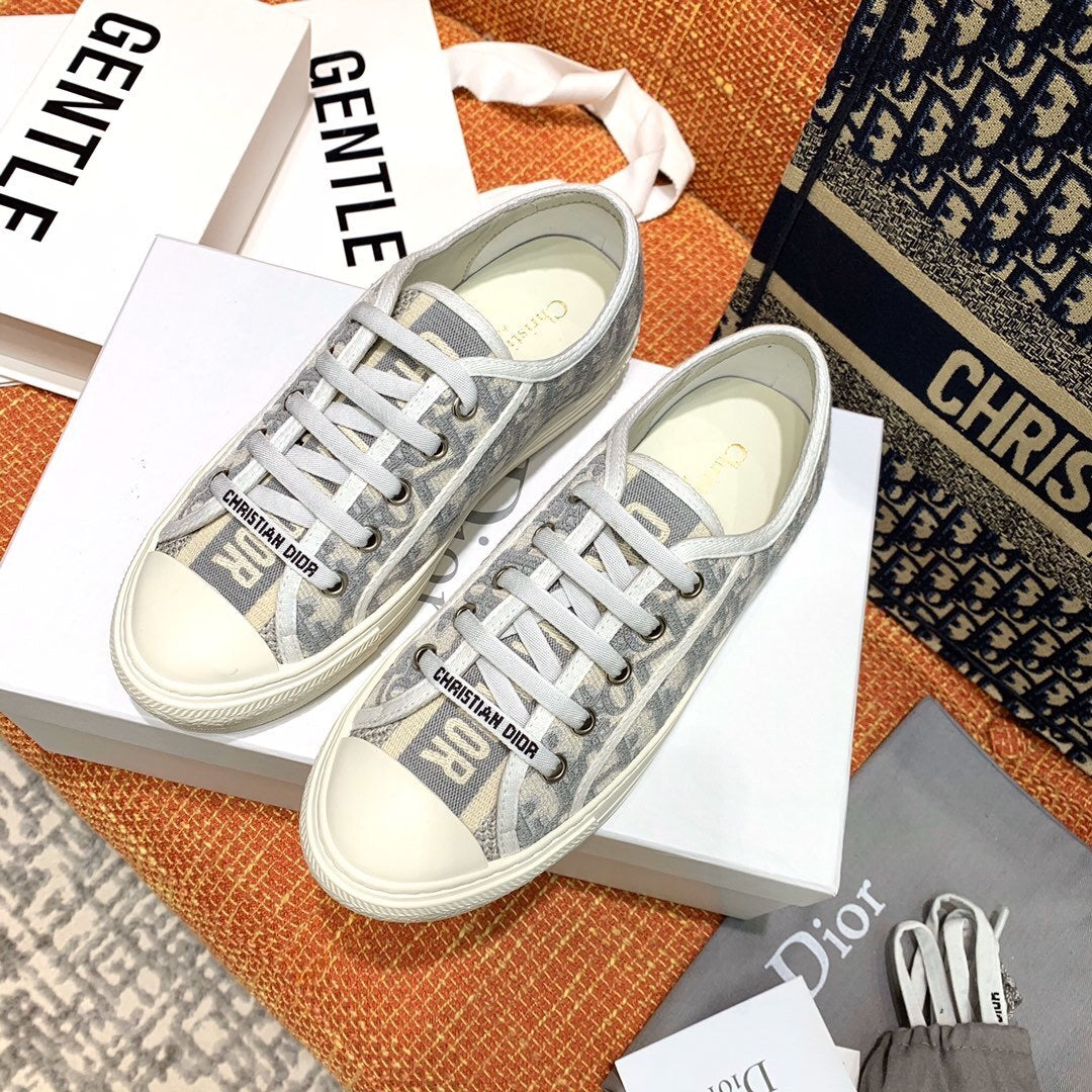 OBLIQUE PRINT LOW-TOP CANVAS SNEAKERS
