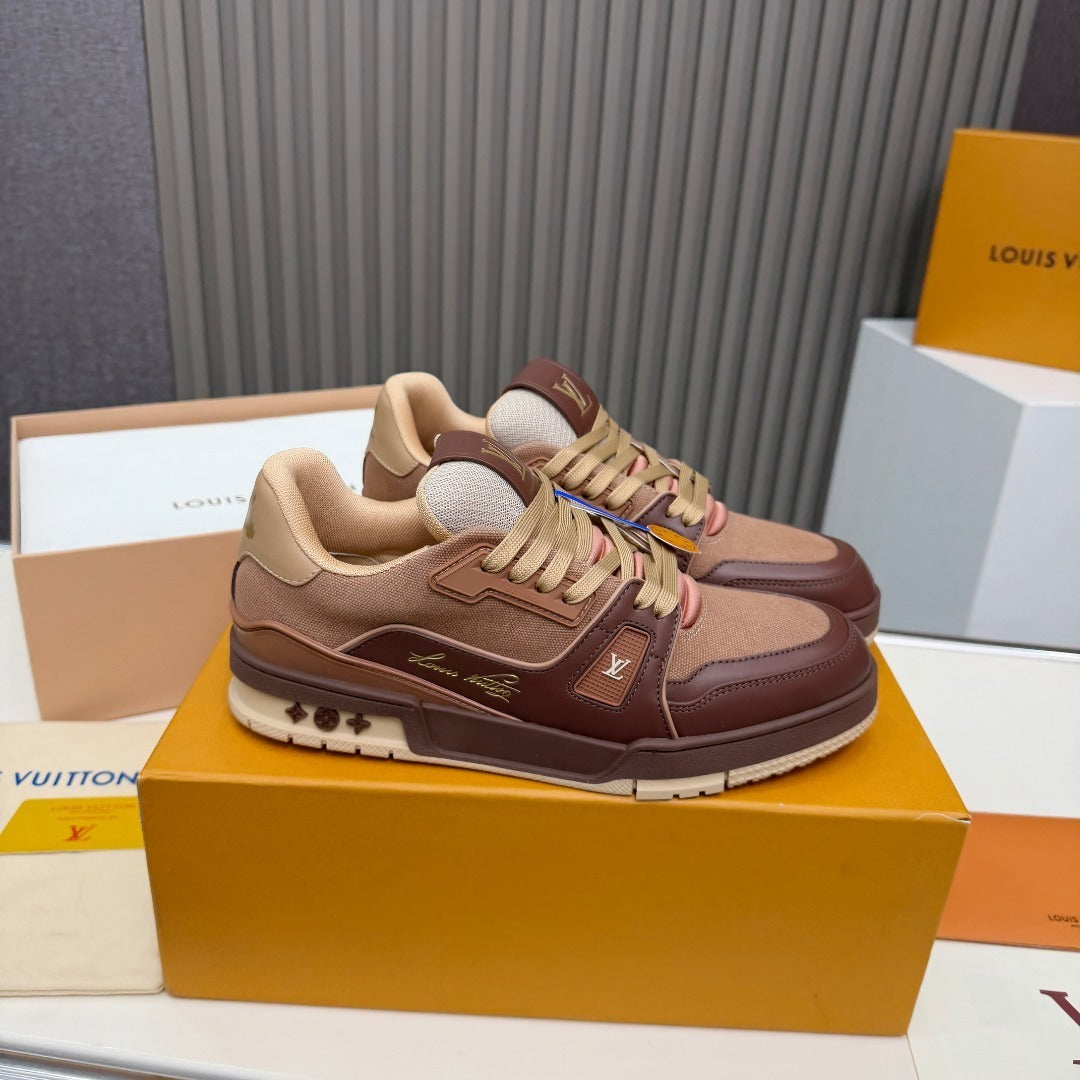 BROWN & TAN LOW-TOP CASUAL SNEAKERS