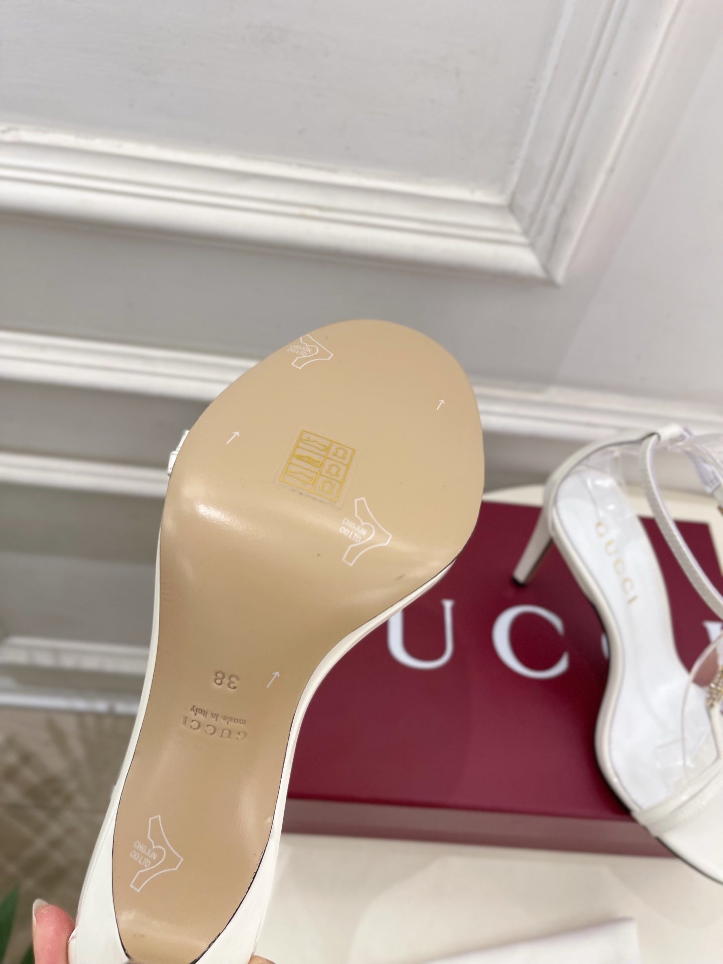 WHITE TRANSPARENT STRAPPY HEEL SANDALS