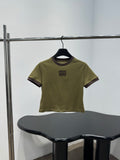 CONTRAST TRIM LOGO CROPPED T-SHIRT