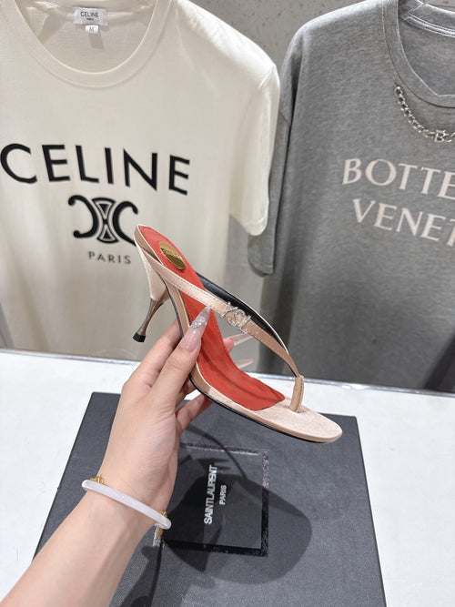 BEIGE STRAPPY KITTEN HEEL SANDALS
