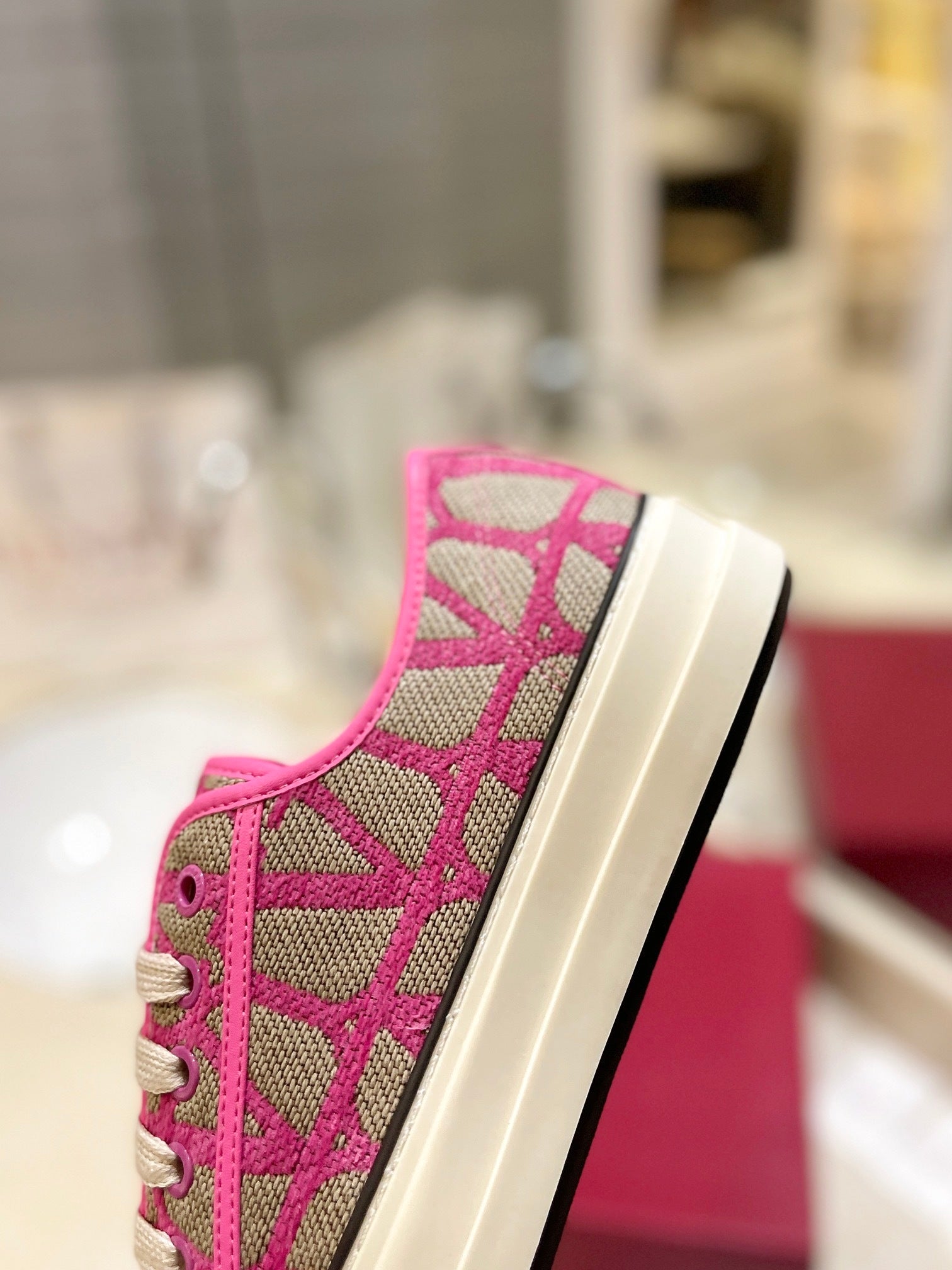 PINK MONOGRAM LOW-TOP SNEAKERS