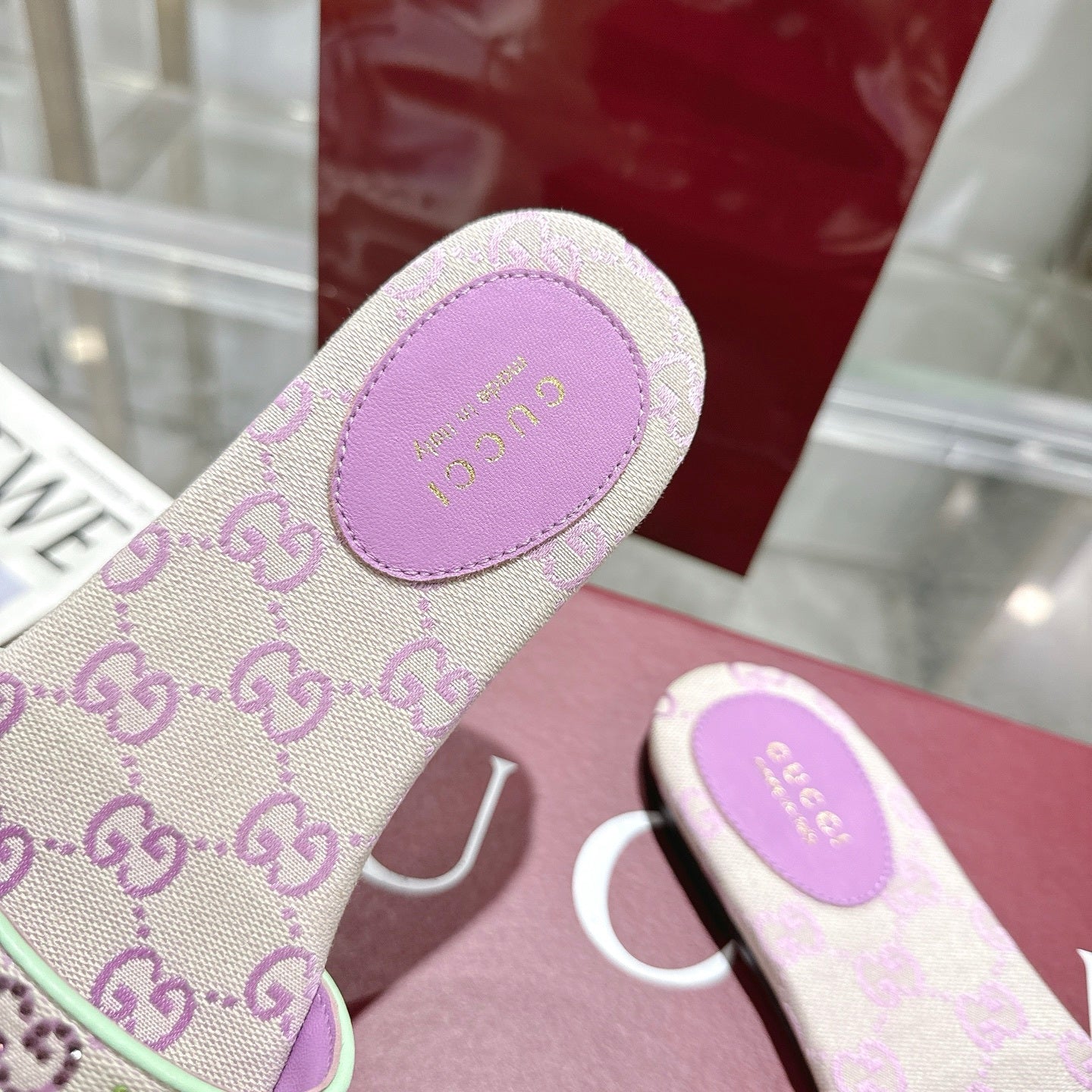 PINK EMBELLISHED SLIDE SANDALS