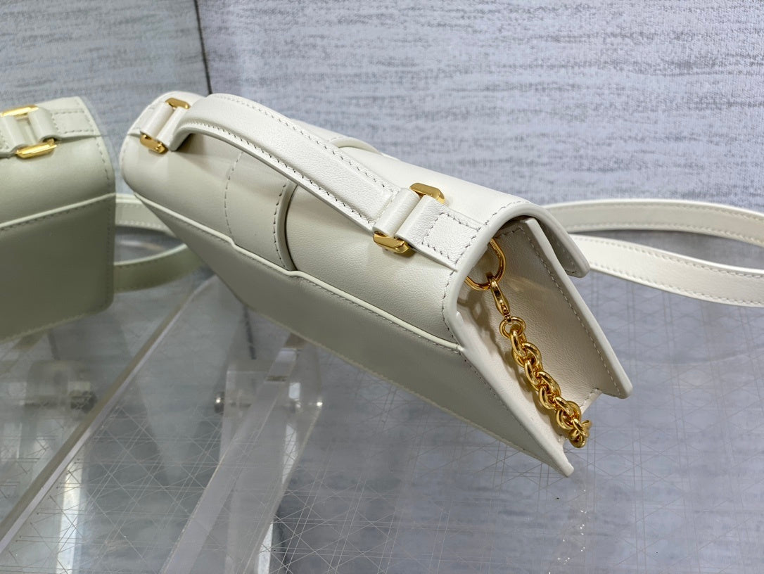 WHITE LEATHER MINI TOP-HANDLE BELT BAG
