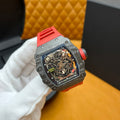 SKELETON SPORT LUXURY RED STRAP WATCH