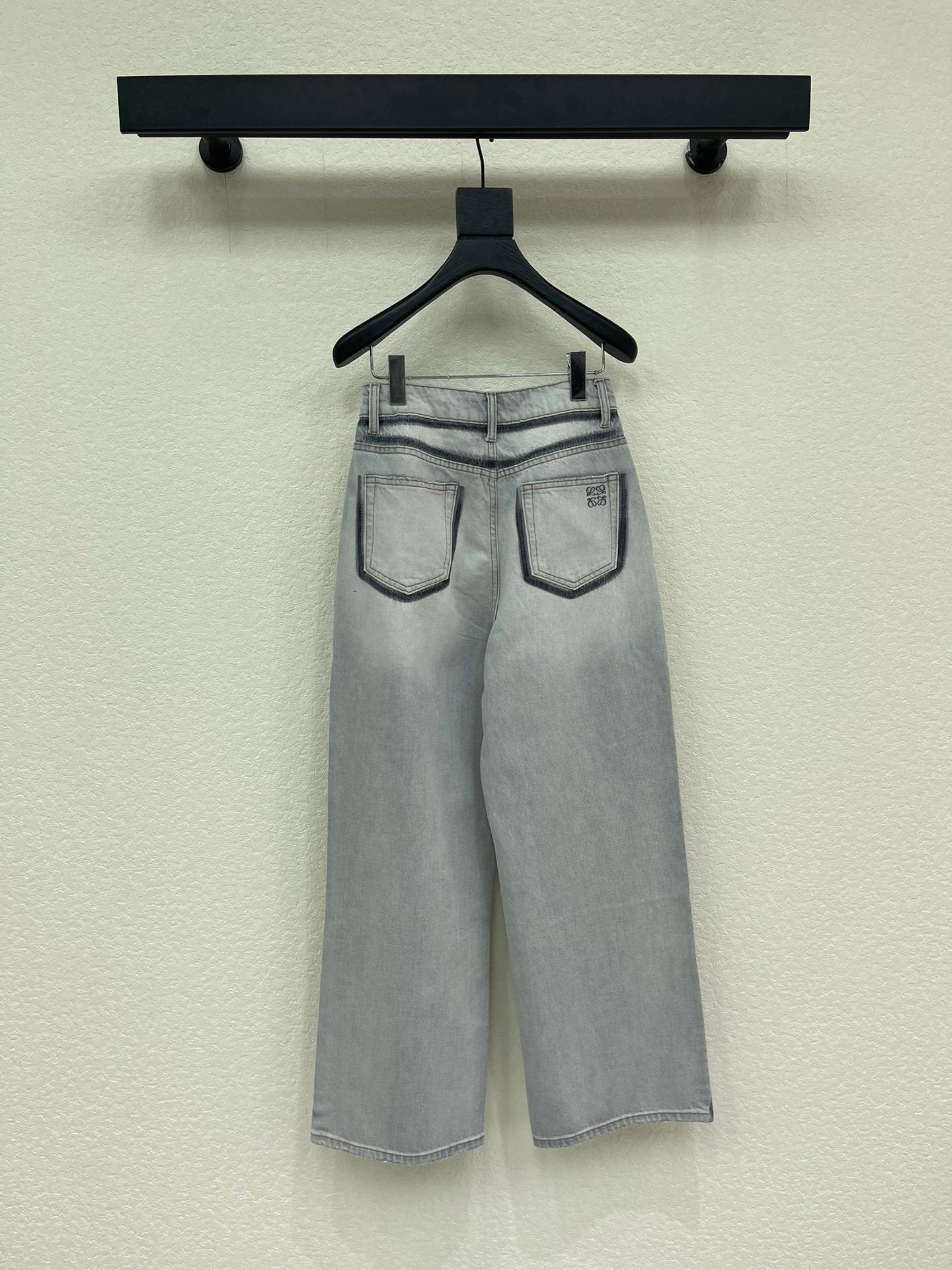 CRYSTAL EMBELLISHED WIDE LEG DENIM JEANS