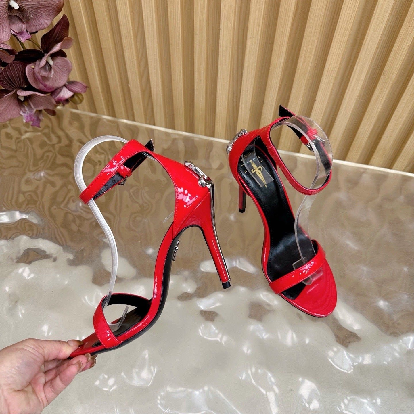 PATENT RED STILETTO SANDALS – GLAM NIGHT EDITION