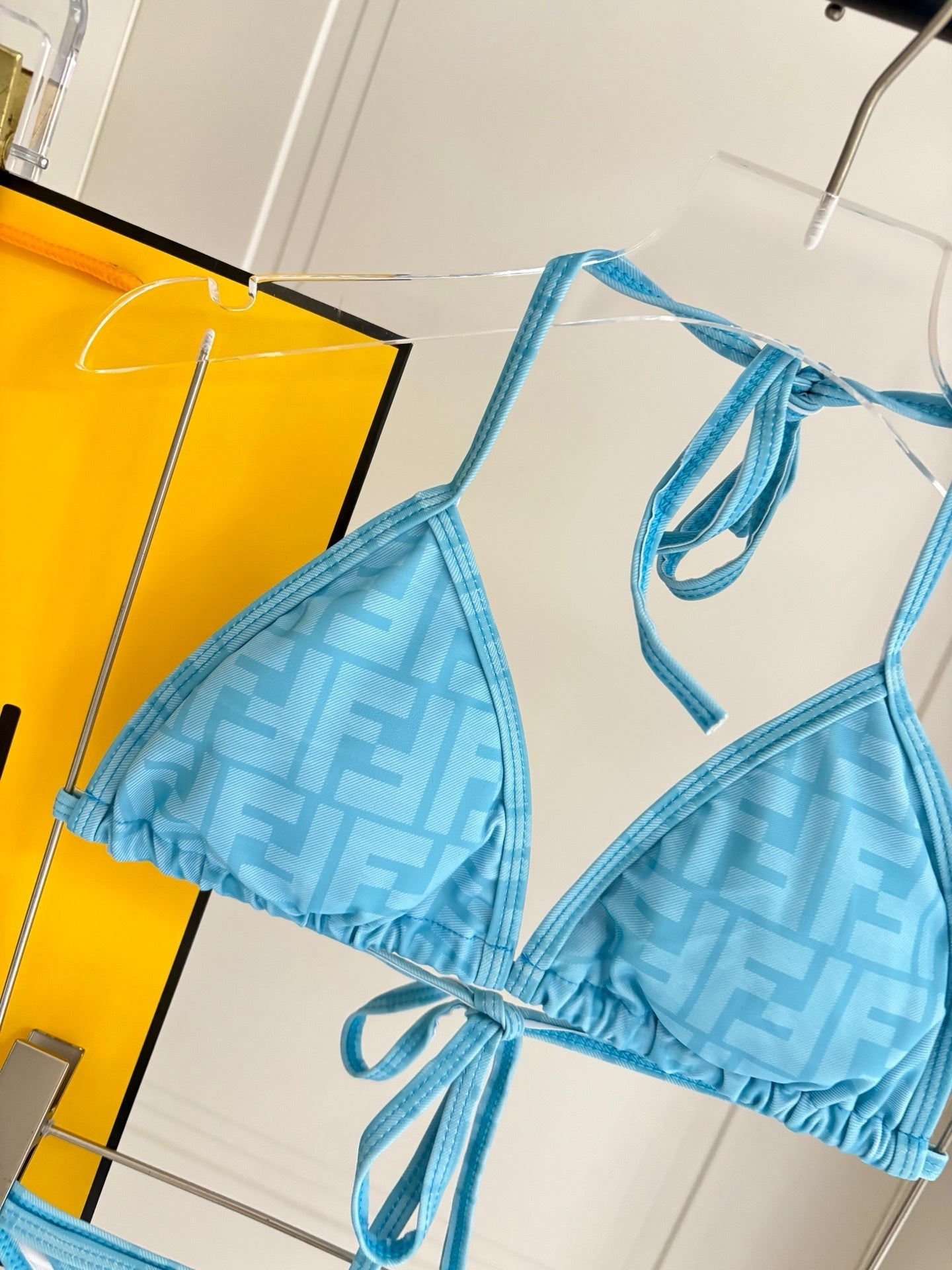 BLUE MONOGRAM STRING BIKINI SET