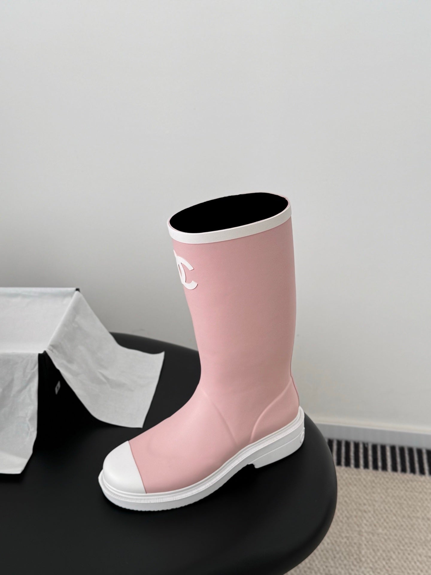 PASTEL PINK LOGO RUBBER BOOTS