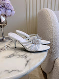 CRYSTAL EMBELLISHED WHITE STRAPPY HEELS
