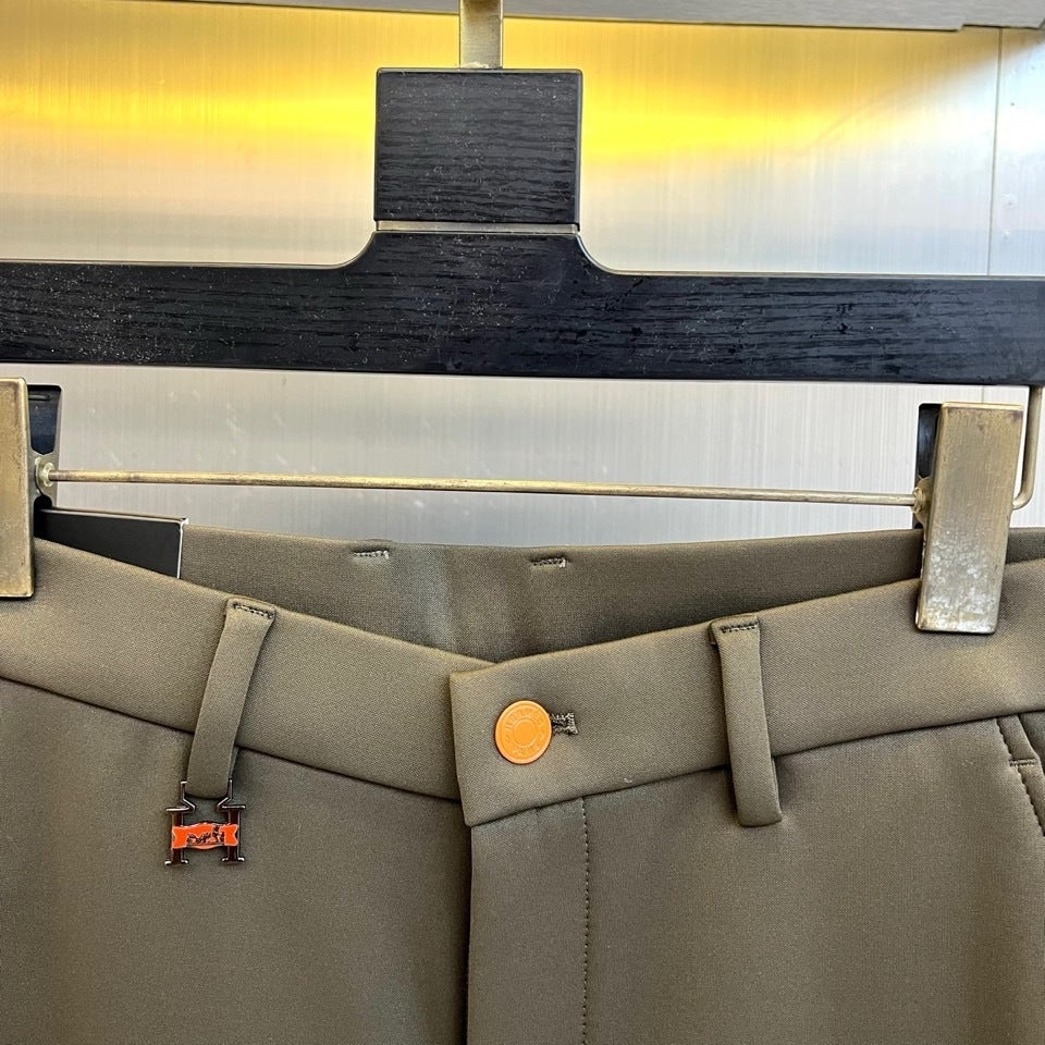 SLIM FIT OLIVE TAILORED TROUSERS