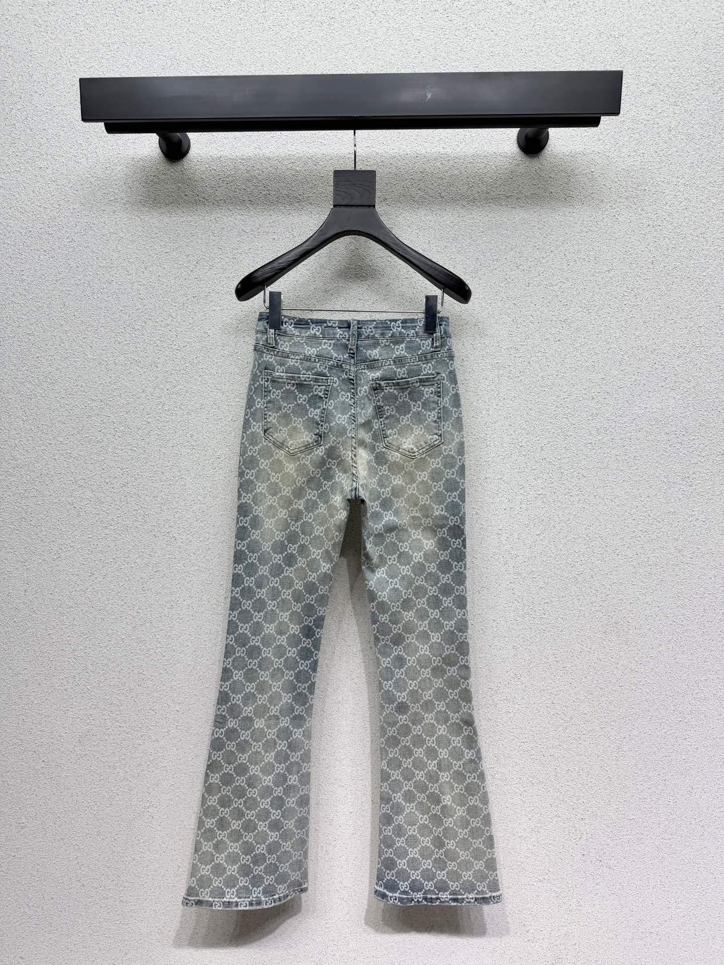 ALL-OVER MONOGRAM STRAIGHT LEG DENIM JEANS