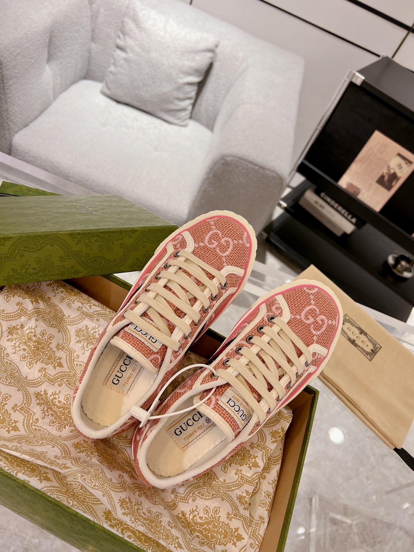 PINK MONOGRAM LOW-TOP SNEAKERS