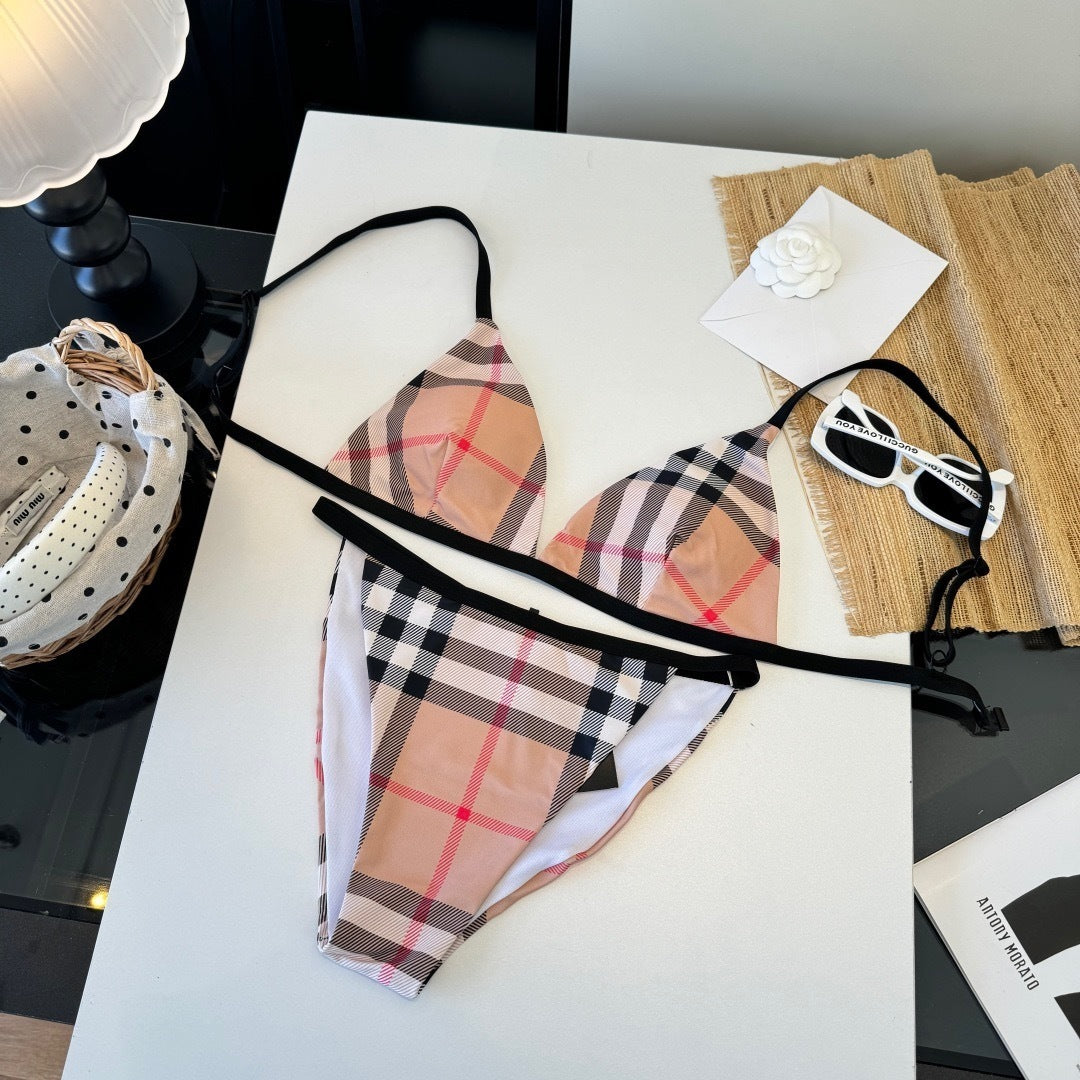 CLASSIC CHECK PRINT TRIANGLE BIKINI SET