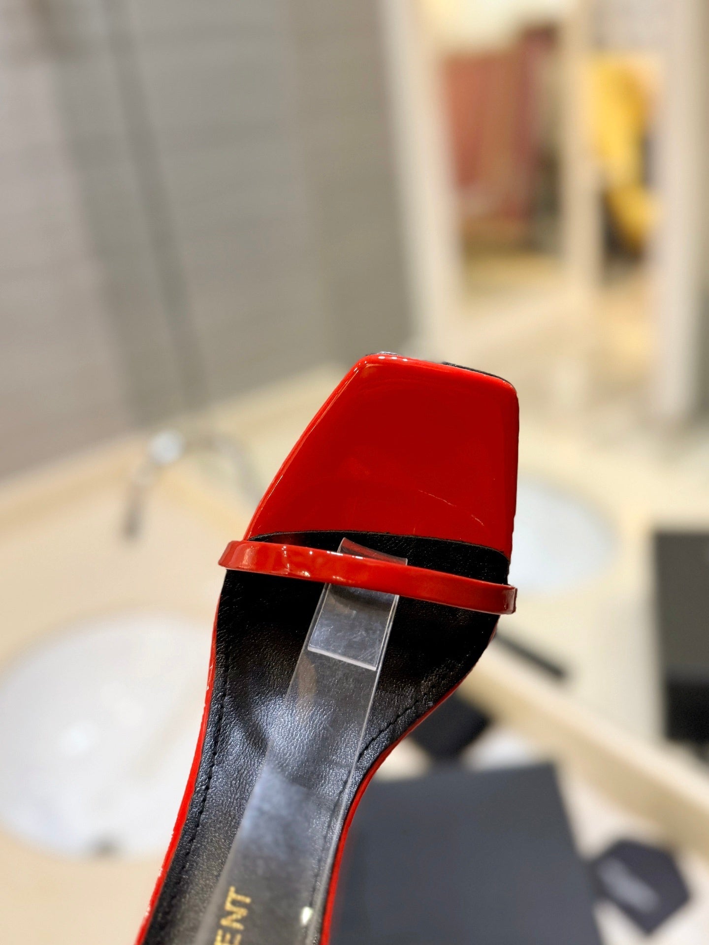 RED STRAPPY HIGH HEEL SANDALS