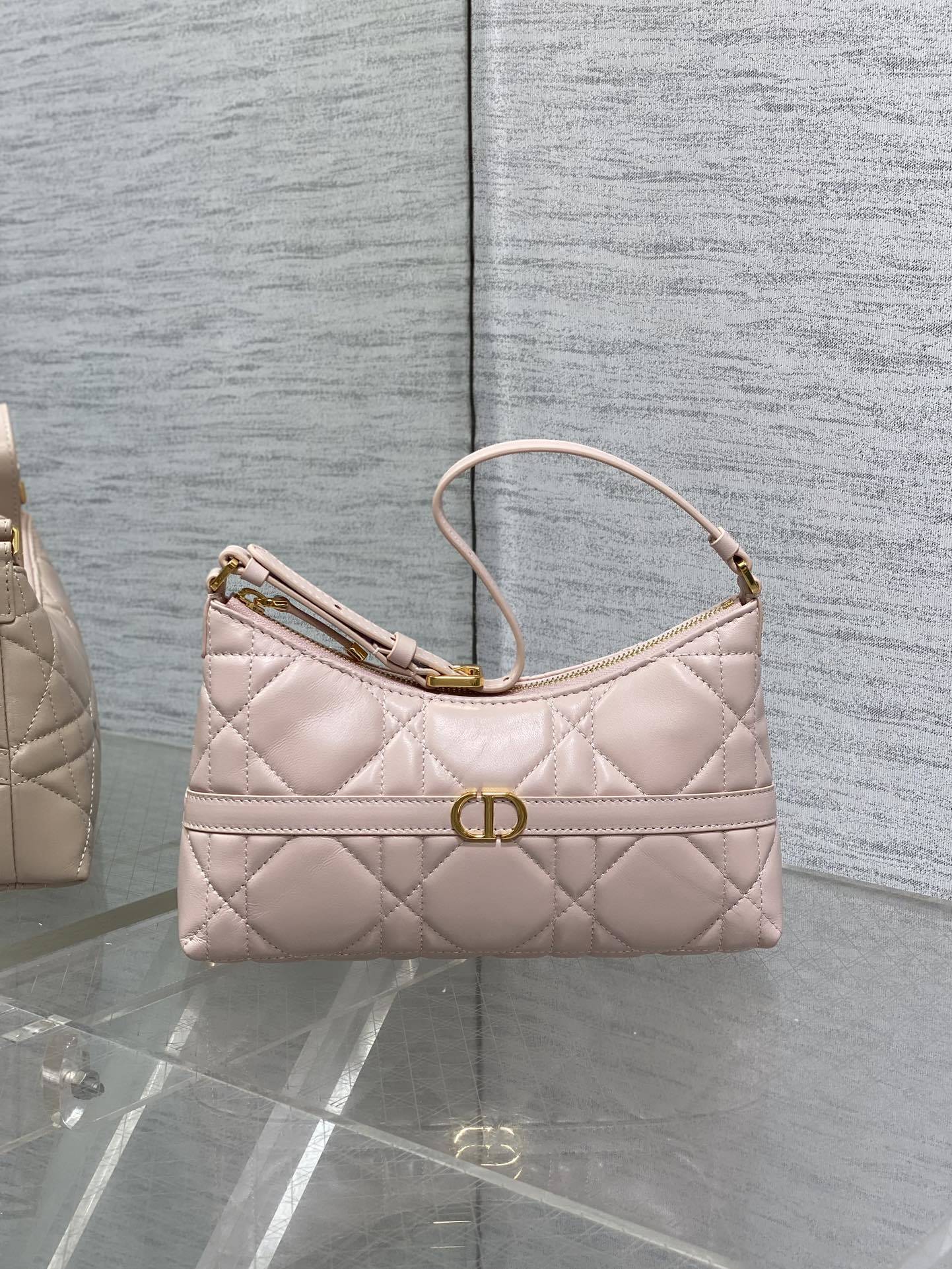 BLUSH QUILTED LEATHER TOP-HANDLE BAG