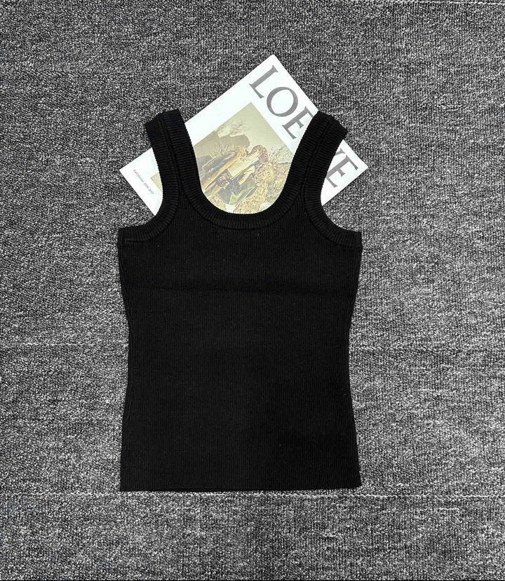 RIBBED LOGO KNIT TANK TOP
