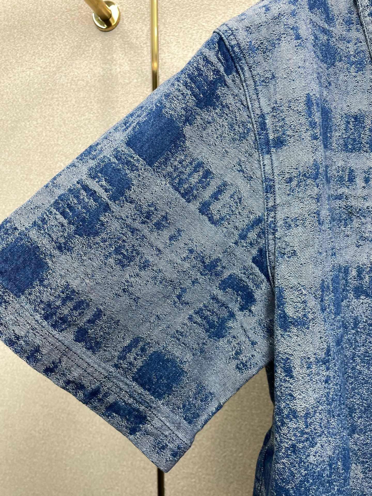 DENIM PRINT SHORT-SLEEVE SHIRT & MATCHING SHORTS SET