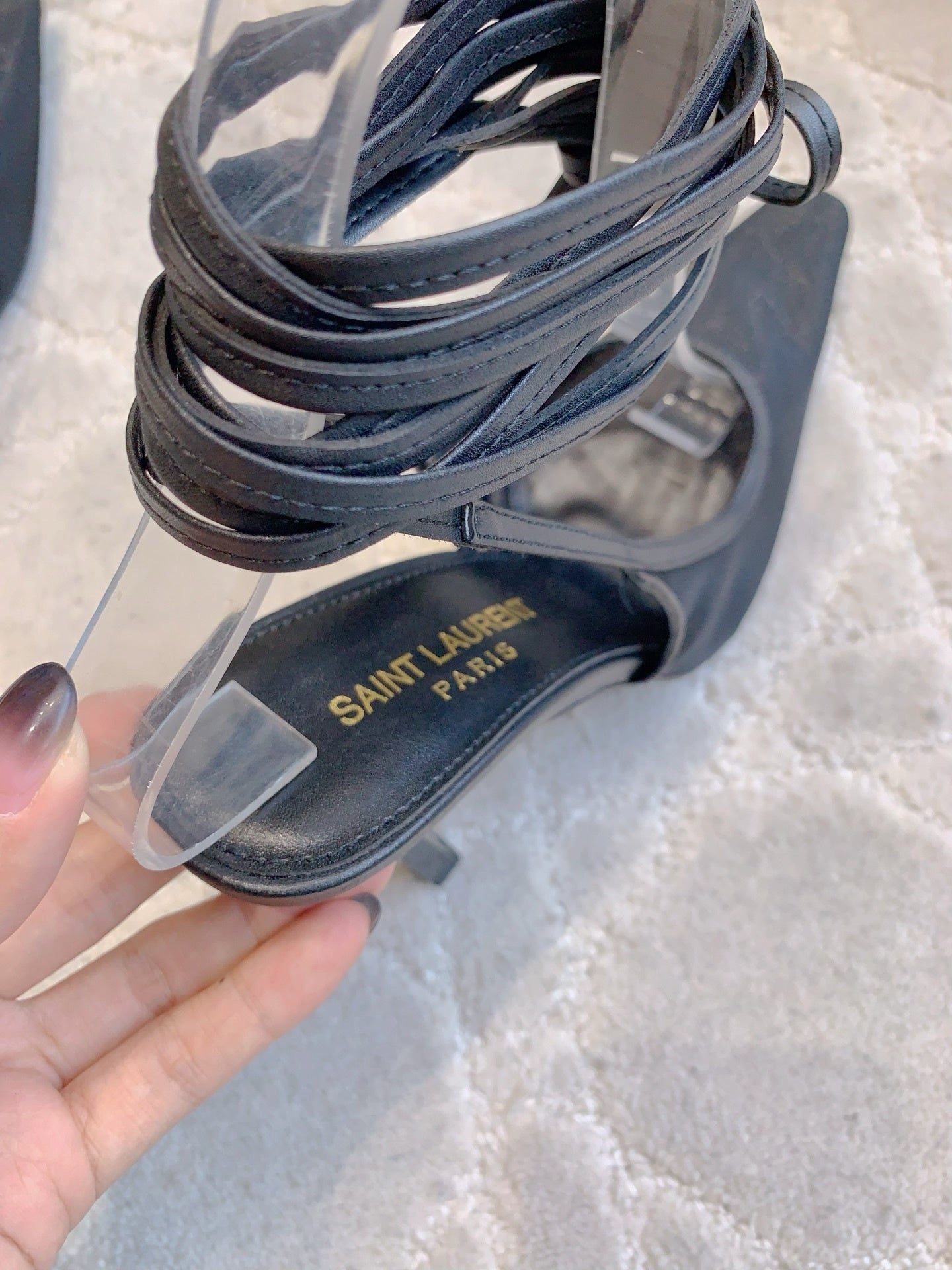 POINTED TOE LACE-UP HEEL PUMPS