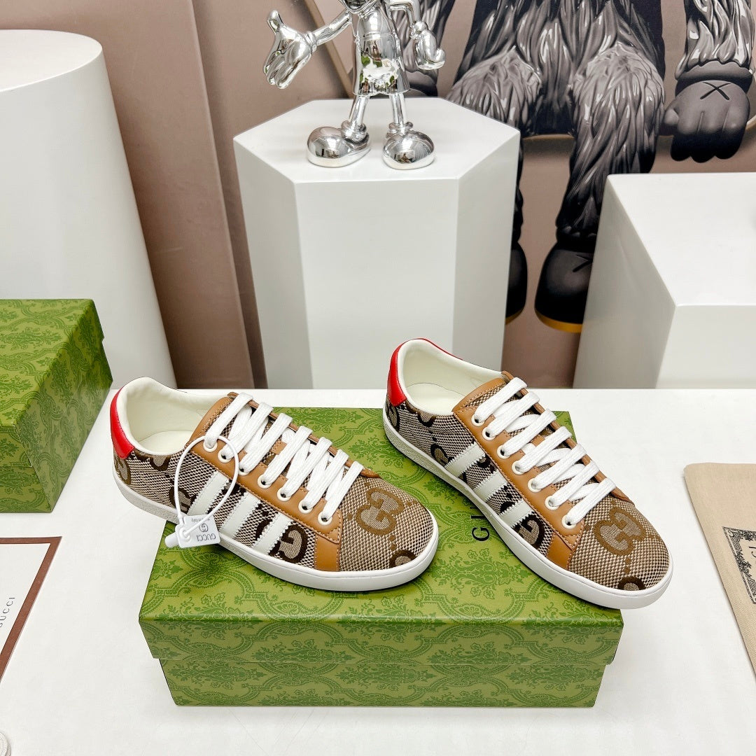 BEIGE STRIPE LOW-TOP SNEAKERS