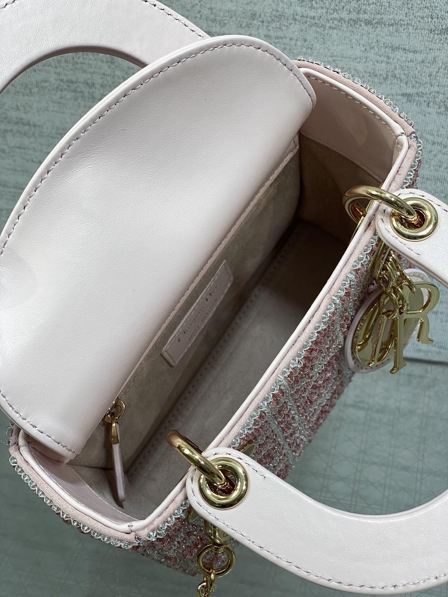 PINK EMBELLISHED MINI TOP-HANDLE BAG WITH CHAIN STRAP