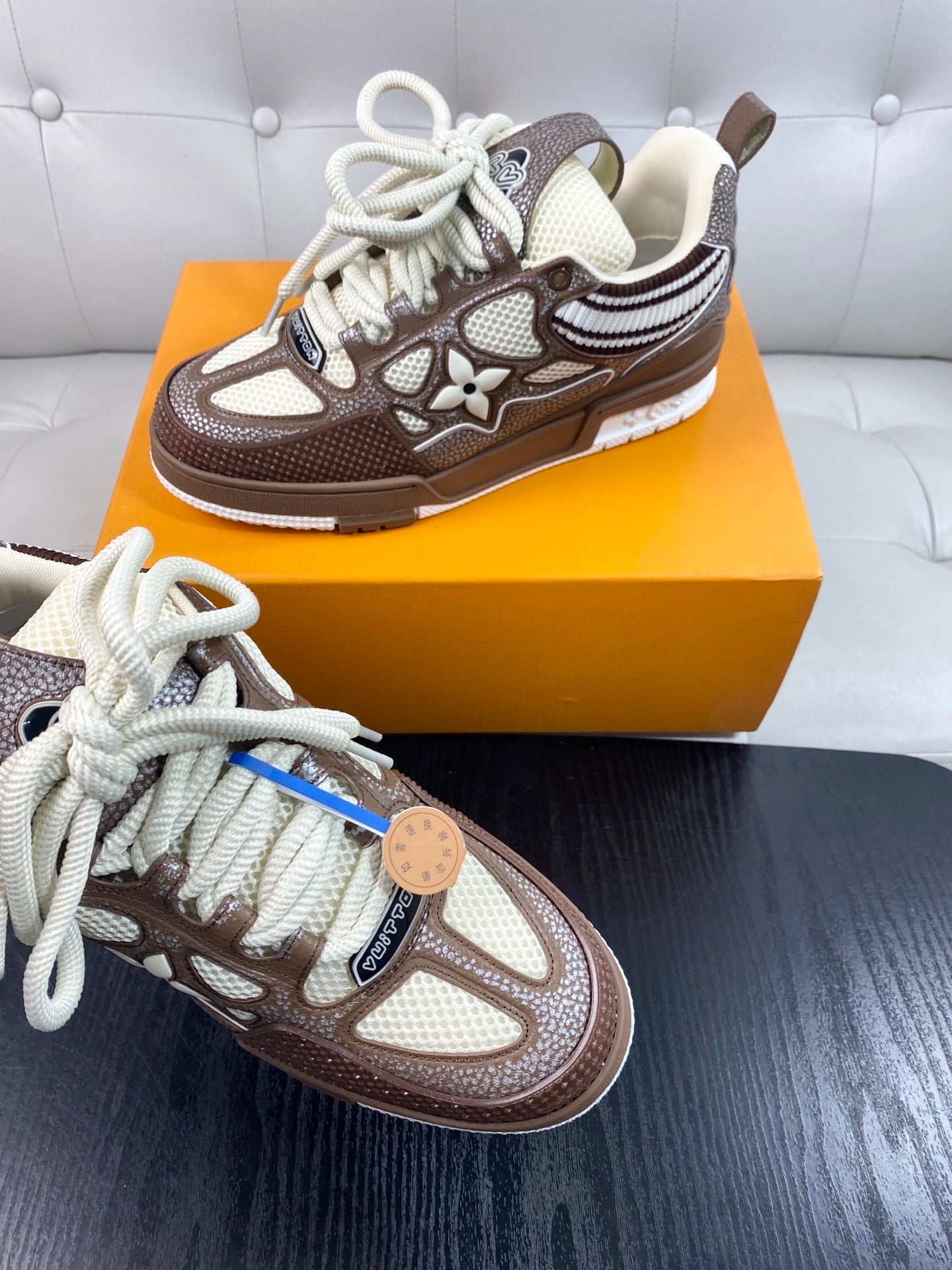 BROWN & CREAM CHUNKY SNEAKERS