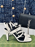 IVORY STRAPPY HEEL SANDALS WITH MODERN MINIMAL DESIGN