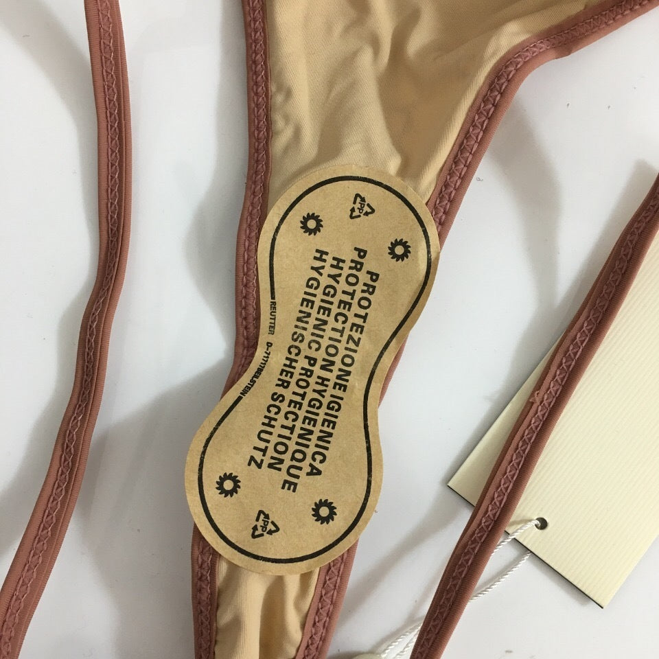 BEIGE & RED MONOGRAM TRIANGLE BIKINI SET