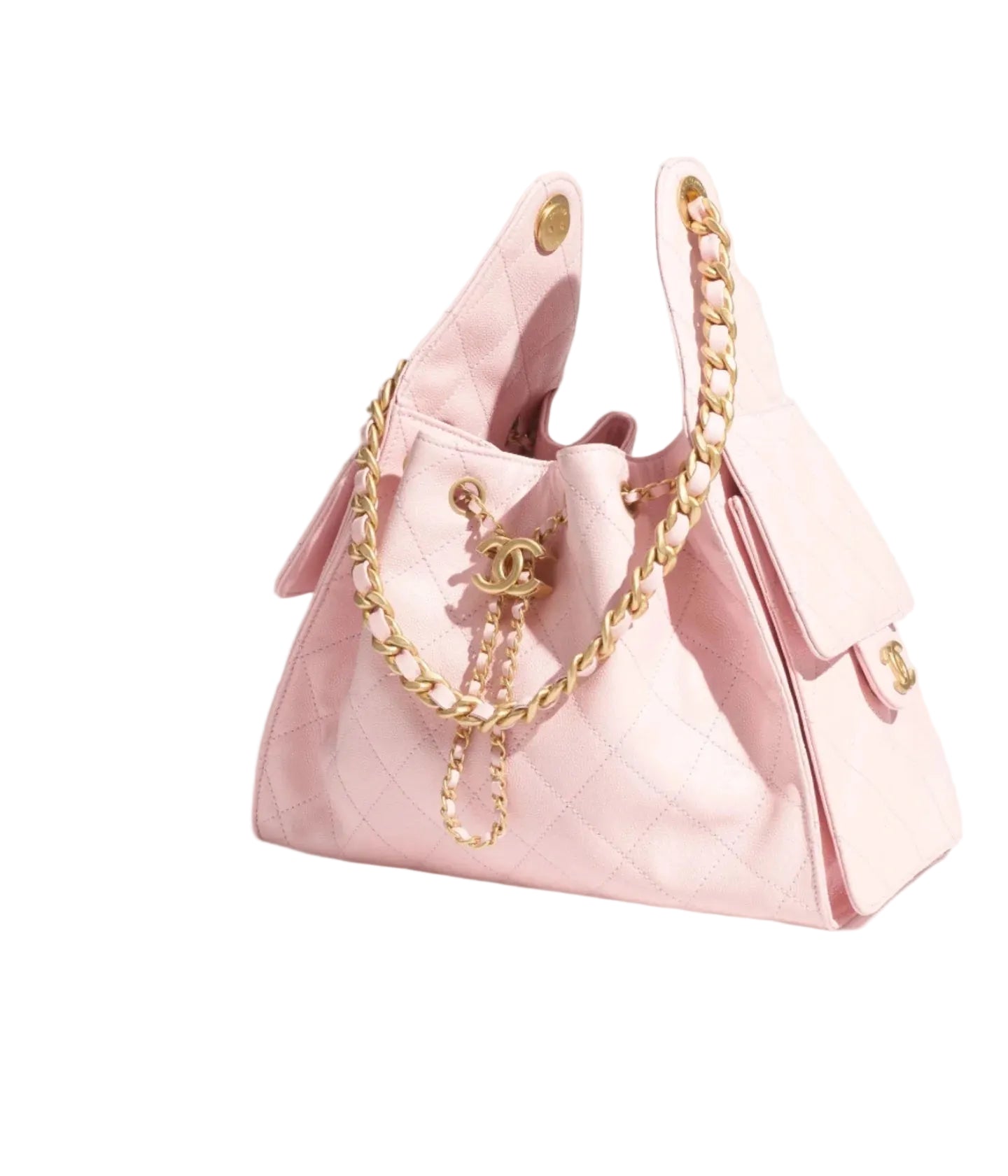 PINK QUILTED CHAIN TOTE