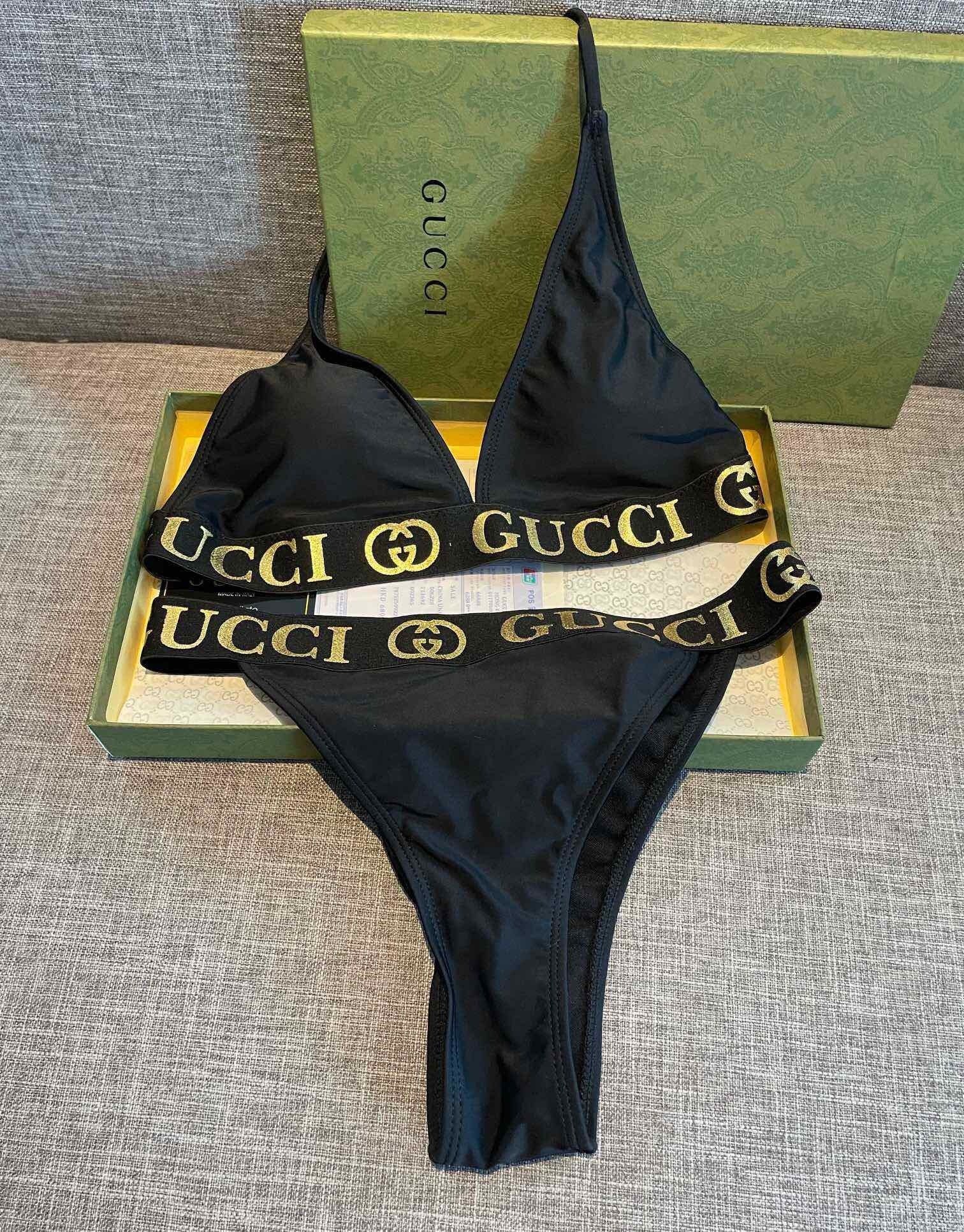 BLACK LOGO BAND TRIANGLE BIKINI SET