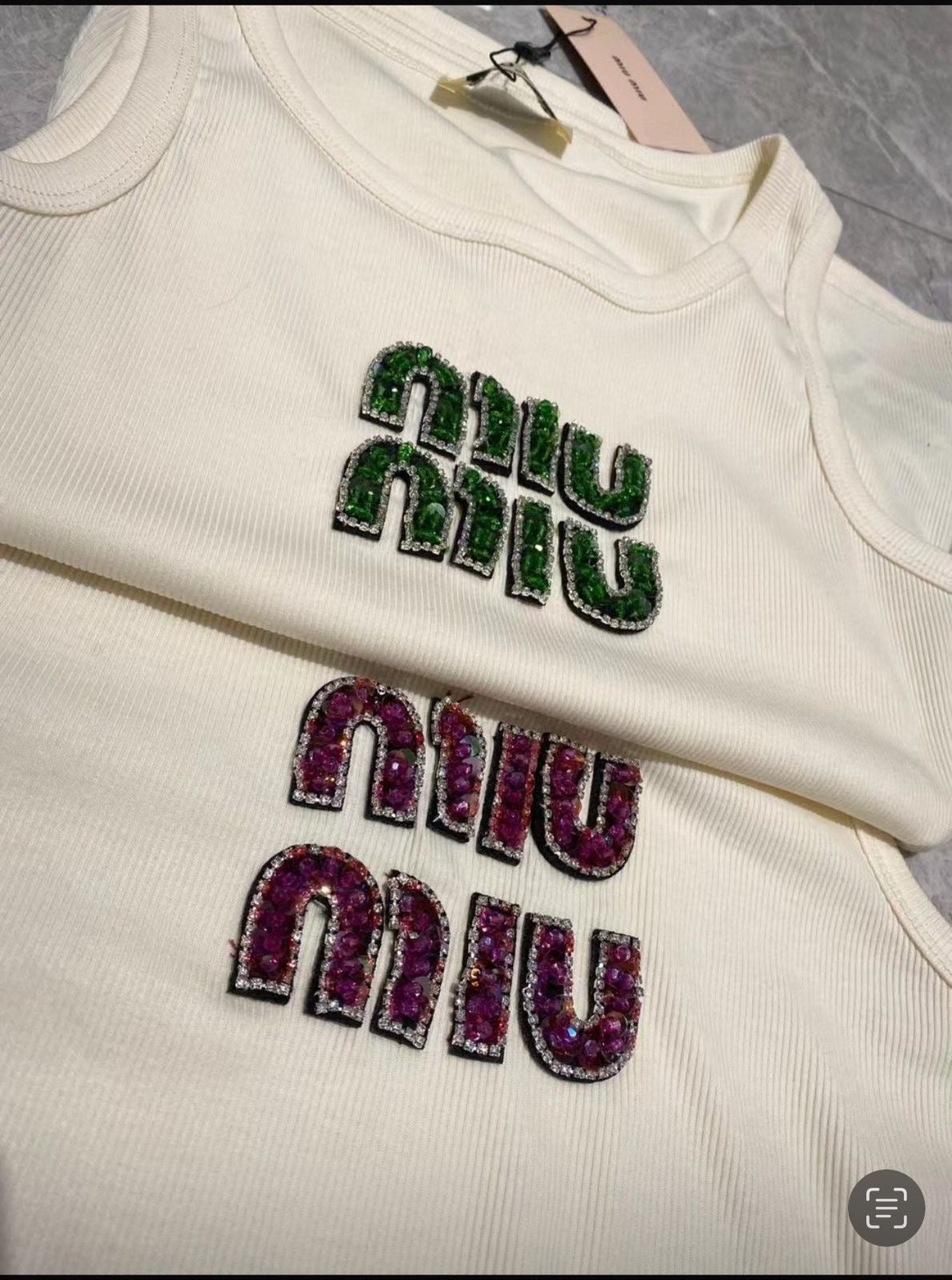 EMBELLISHED LOGO RIBBED TANK TOP
