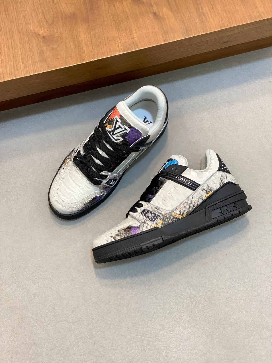 MULTICOLOR SNAKESKIN LOW-TOP SNEAKERS