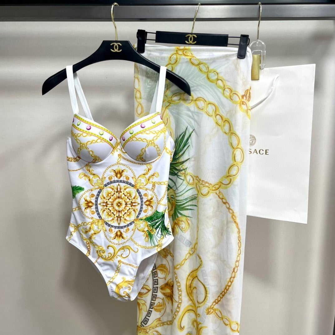 LUXE BAROQUE PRINT ONE-PIECE WITH SARONG