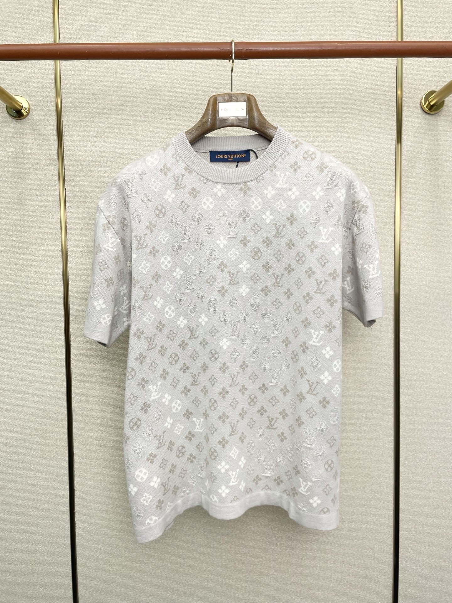 ALL-OVER JACQUARD SHORT-SLEEVE KNIT TOP