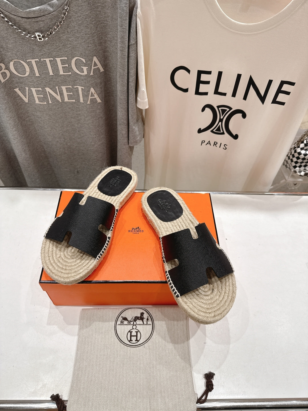 BLACK ESPADRILLE H-STYLE SANDALS