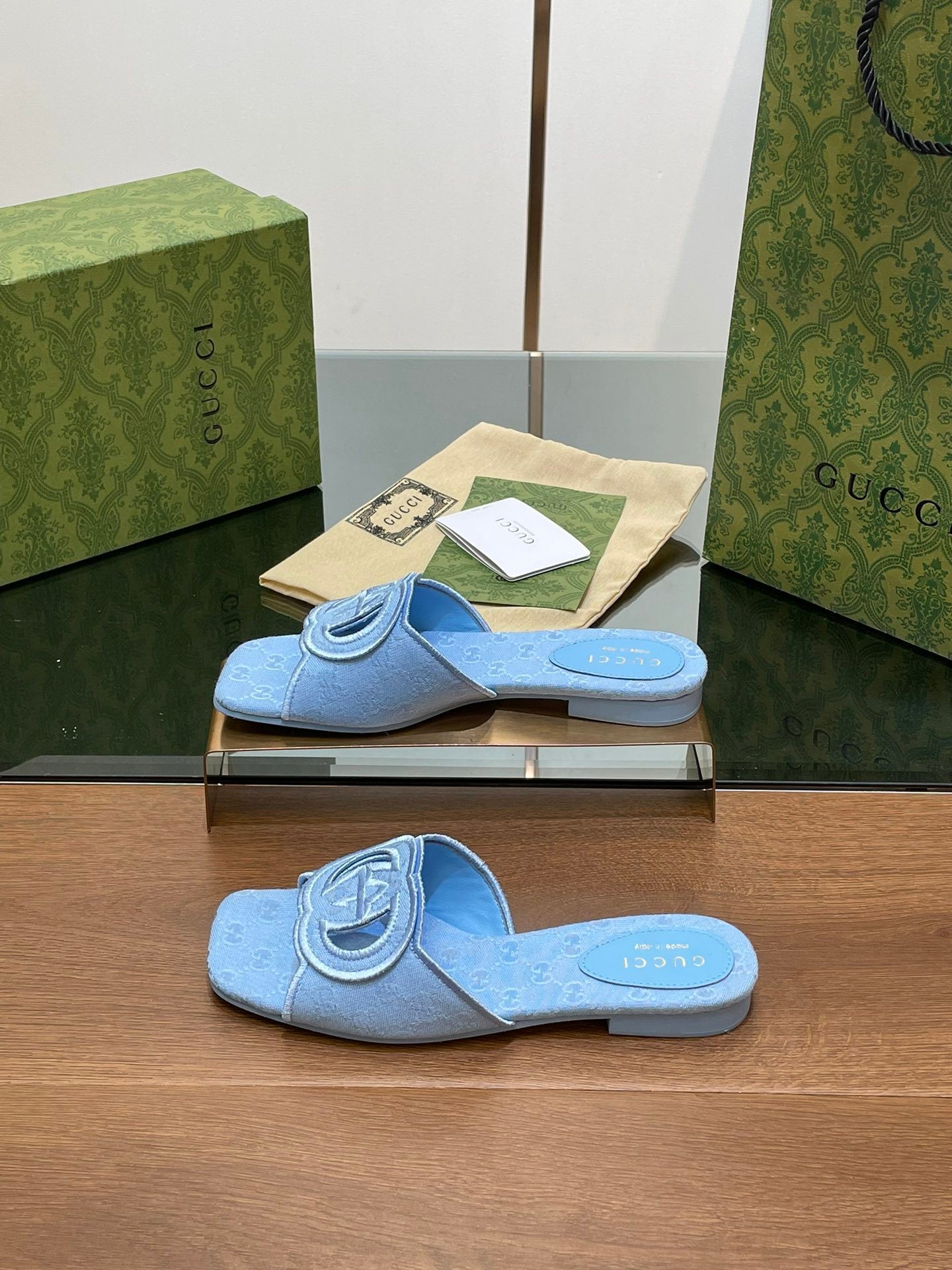 BLUE EMBOSSED LOGO SLIDES