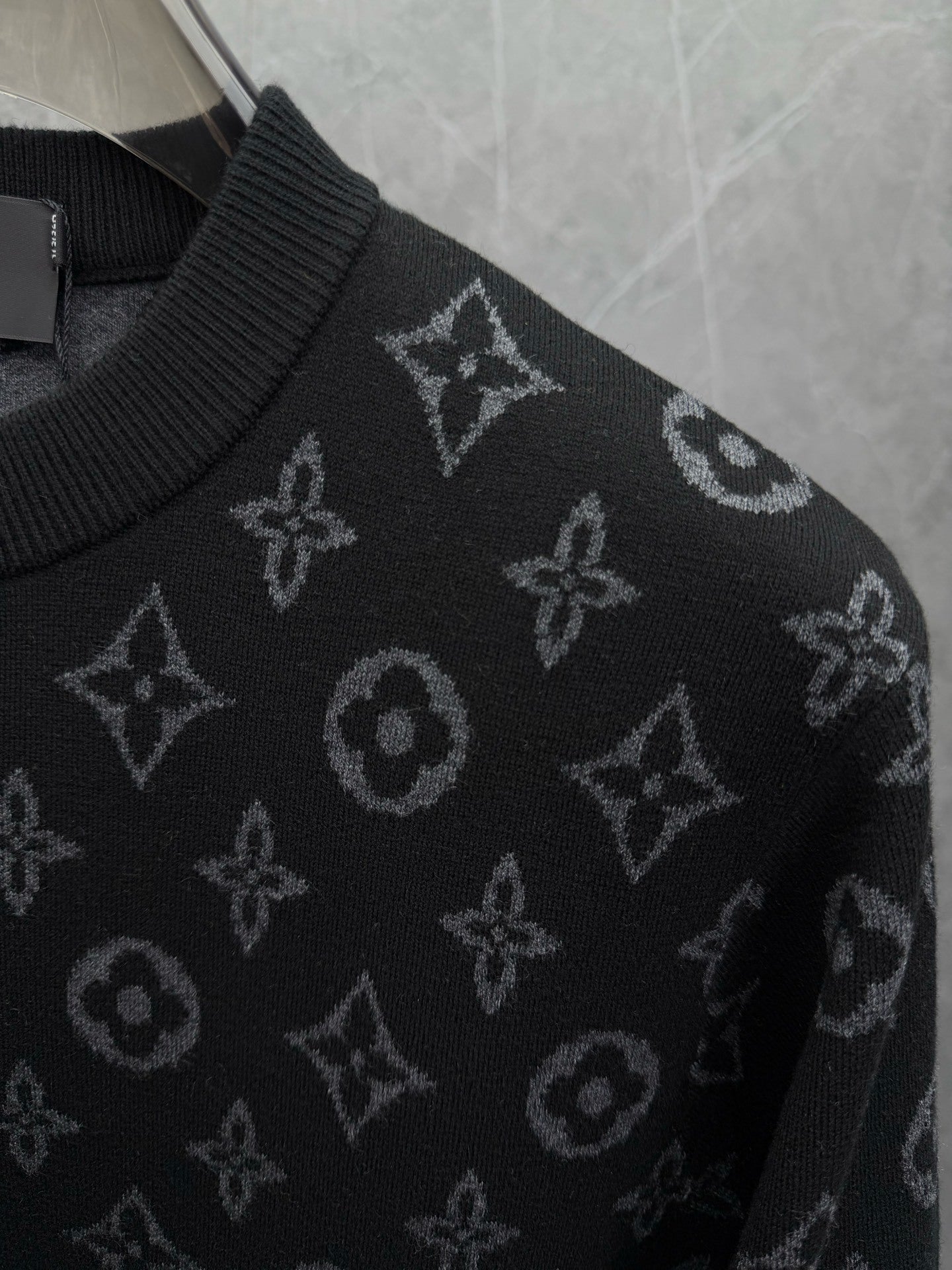 ALL-OVER MONOGRAM KNIT CREWNECK SWEATER