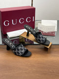 BLACK CRYSTAL PATTERN HEEL SLIDES