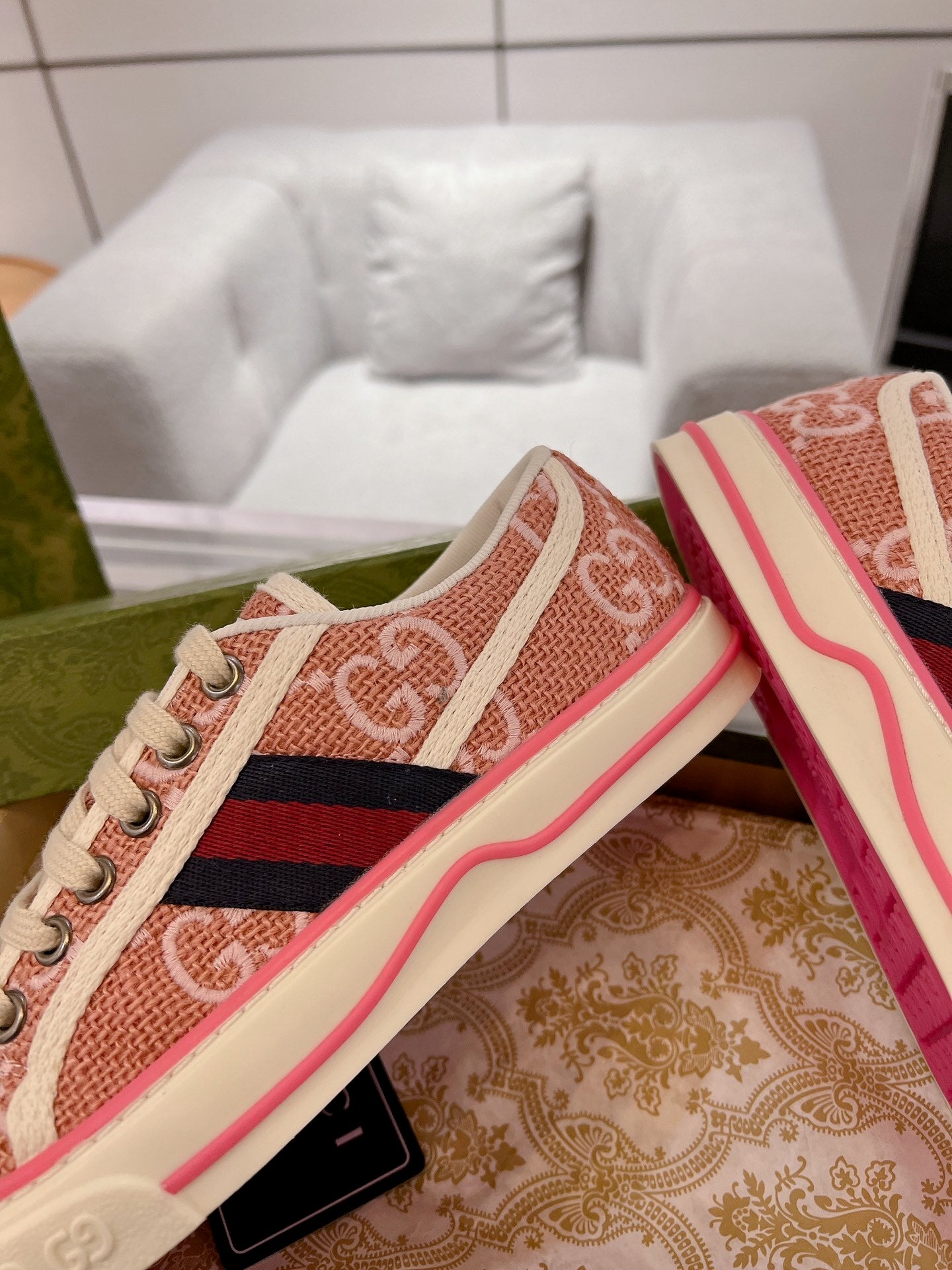 PINK MONOGRAM LOW-TOP SNEAKERS