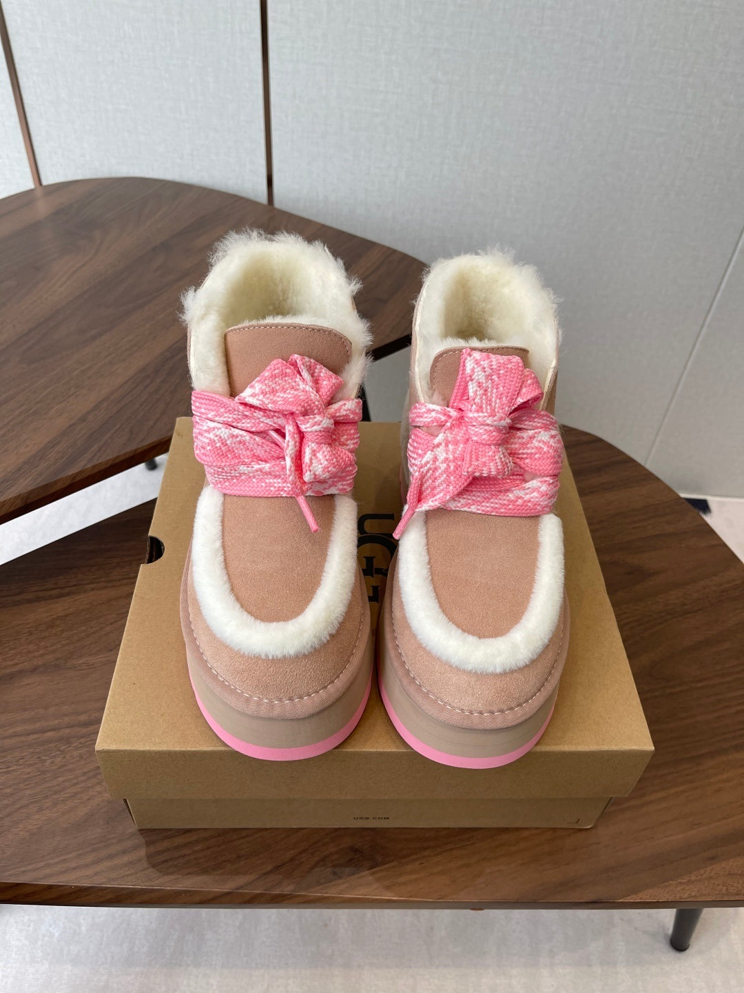 COZY PLATFORM ANKLE BOOTS – PINK