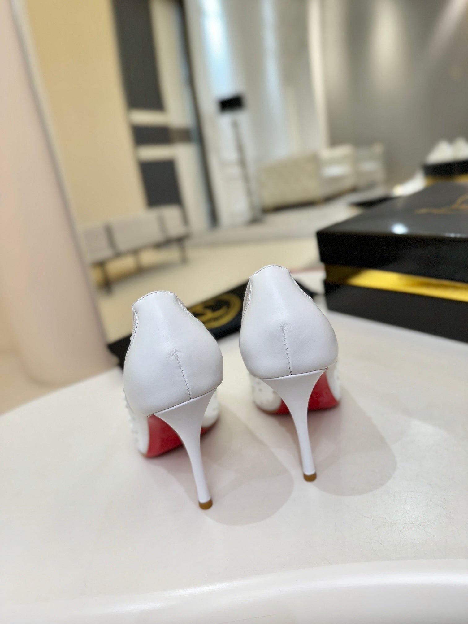 WHITE RHINESTONE POINTED HEELS
