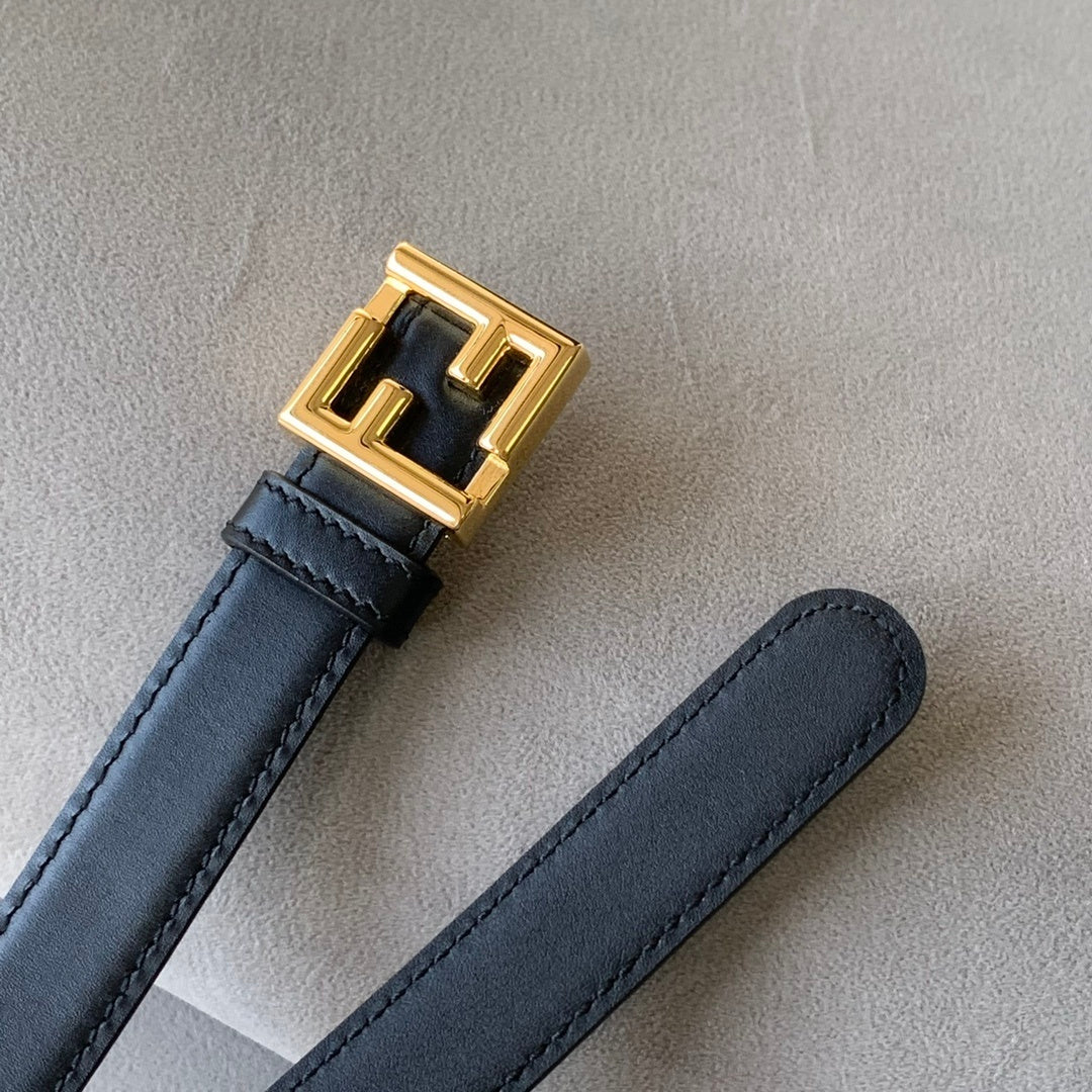 BLACK LEATHER BELT WITH GOLD BUCKLE