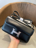 BLACK SMOOTH STRUCTURED CROSSBODY BAG